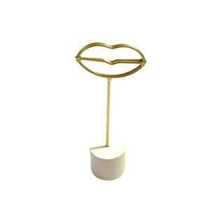 Gold Lips Metal Photo Clip Holder Stand